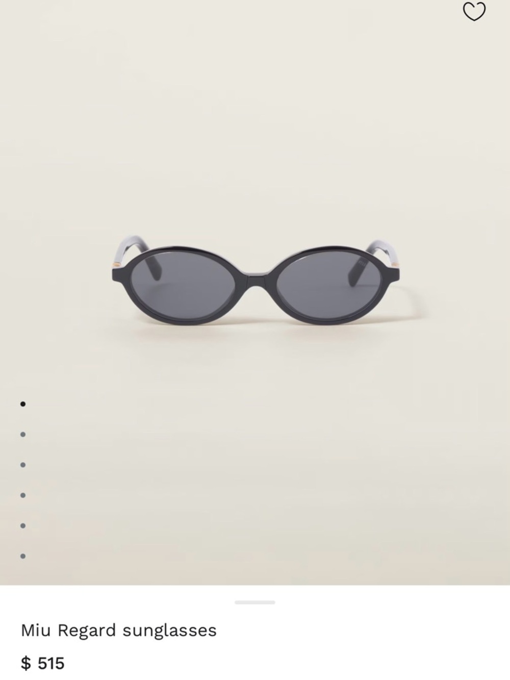 Miu Miu Black Oval Sunglasses with Dark Gray Lenses